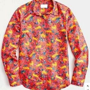 J. Crew silk twill button up in jungle cat floral